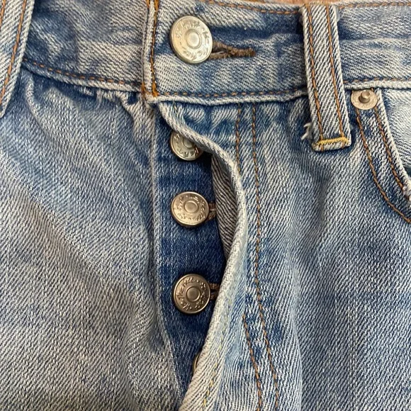 Free People Button Fly Distressed Denim Shorts, Size 27. - Picture 10 of 10